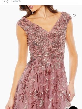 Mac Duggal Embroidered Illusion Cap Sleeve A Line Gown